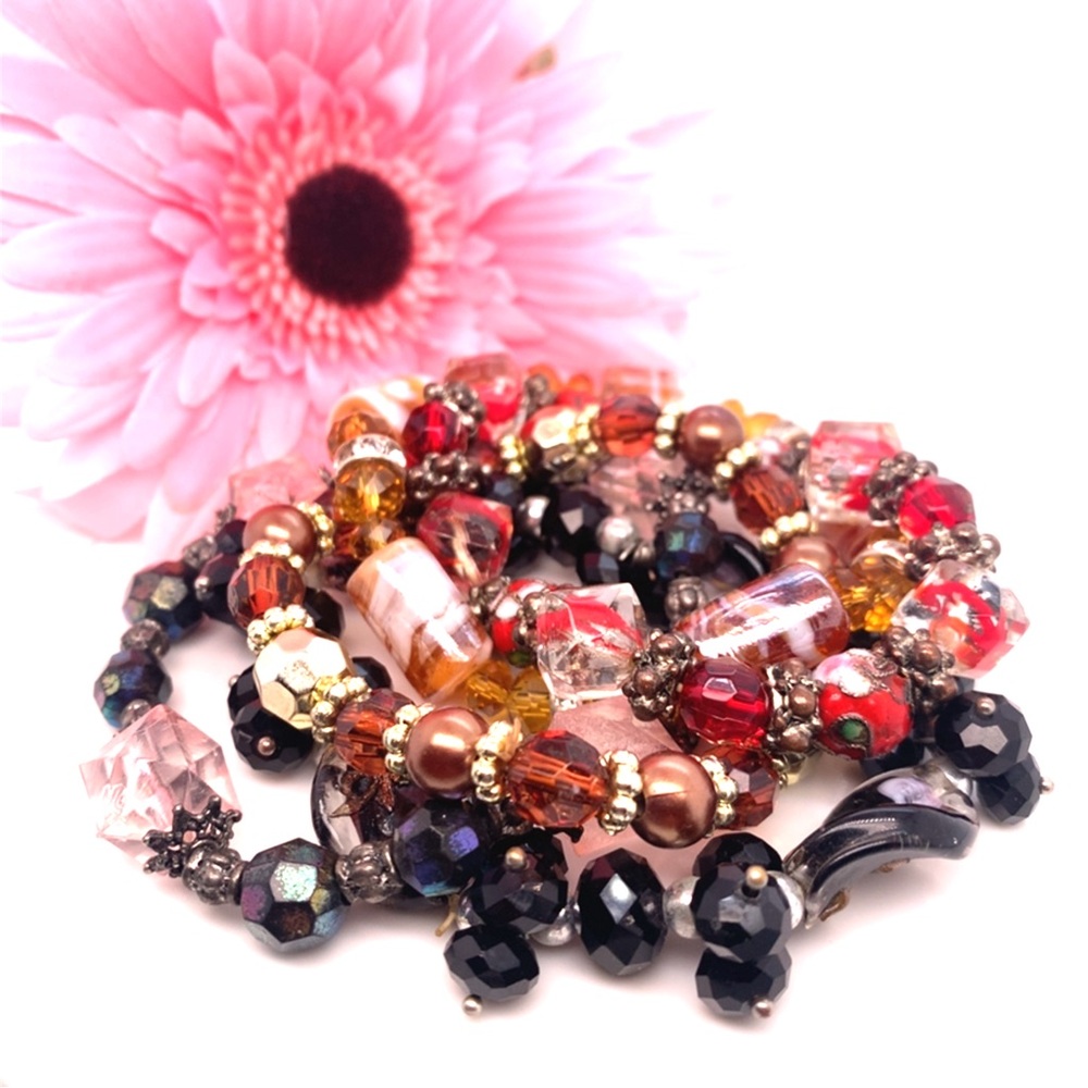 LOT of 5 Stretchable Beaded Bracelet Set